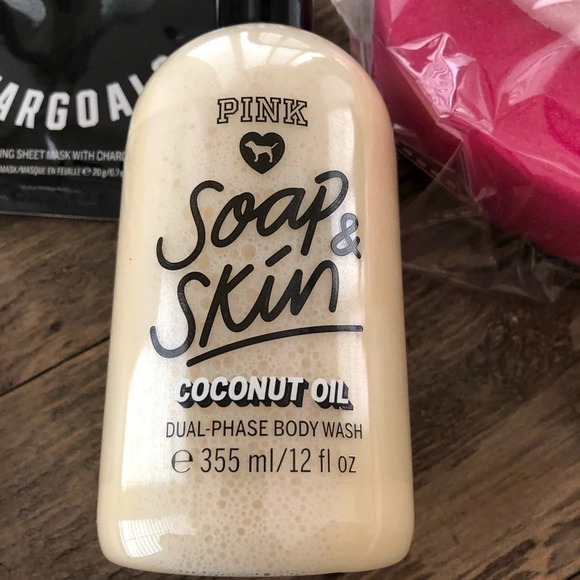 PINK Body Wash Sponge Mask Bundle Coconut Oil New - Picture 5 of 6